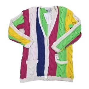 New Vtg Adrienne Vittadini Cardigan Sweater Womens Large Rainbow Saks Fifth Ave - Picture 1 of 14