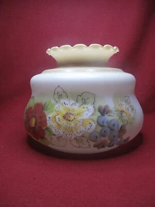 Vtg Floral Hand Painted Ruffled Glass 6 7/8” Fitter Hurricane Lamp Shade~Retro - Picture 1 of 16