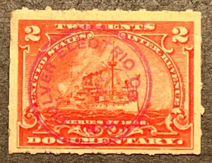 Travelstamps: 1898 US Stamps Scott #R164 “Battleships “ Used OG Great Cancel! - Picture 1 of 5