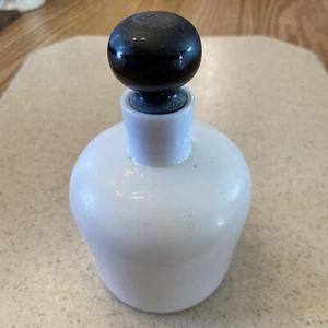French Antique Baccarat Opaline Bottle w/ Stopper White Black Nice! #B - Picture 1 of 10
