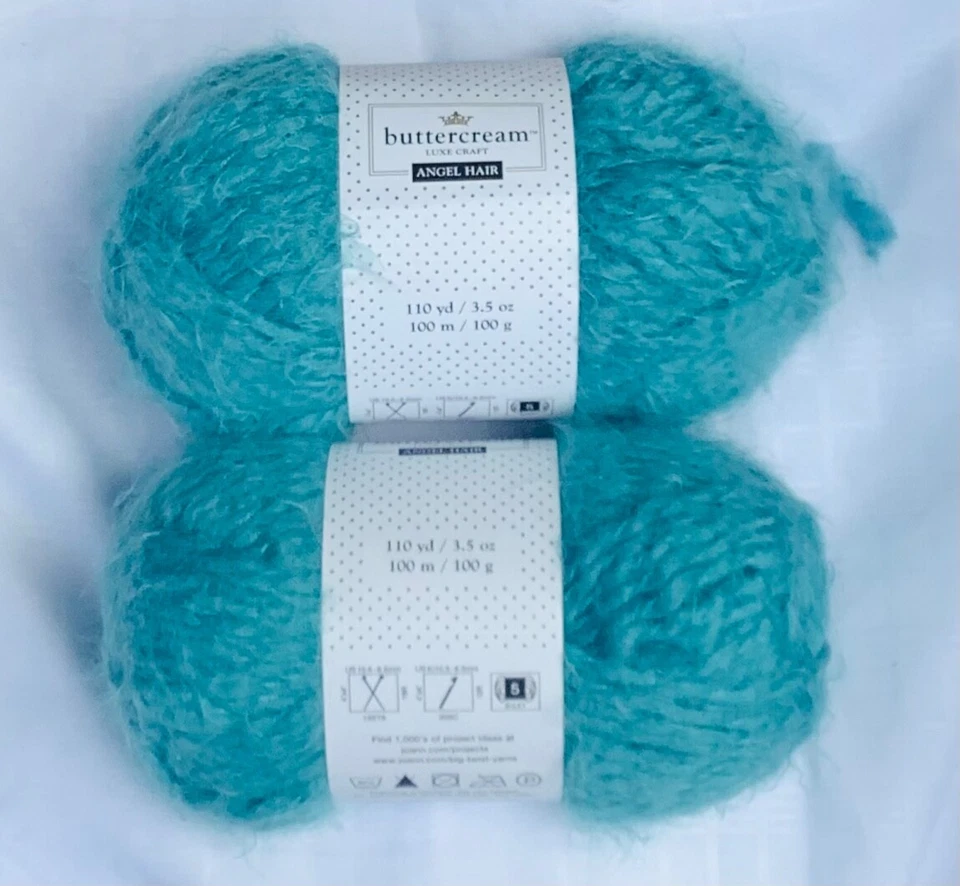 Lote de 2 hilos Buttercream Luxe Craft PELO DE ÁNGEL verde azulado 3,5 oz. 110 yardas cada una Foto 1 de 1