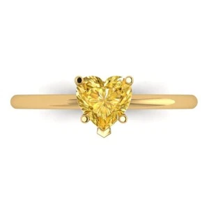 1ct Heart Designer Statement Bridal Classic Yellow Stone Ring 14k Yellow Gold - Picture 1 of 11