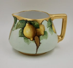 ANTIQUE LIMOGES HANDPAINTED CIDER PITCHER VASE - Picture 1 of 6