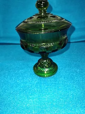 Vintage Indiana Glass Olive Colony Footed Covered Dish • 7.50€