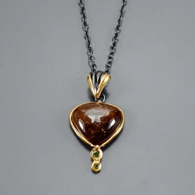 Unique 12 ct Natural Tourmaline Necklace 925 Sterling Silver 17.75"/N22439 - Image 1 of 4