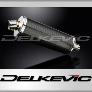 Delkevic Slip On 14" Oval Carbon Motorcycle Exhaust Muffler With Strap - Picture 1 of 4