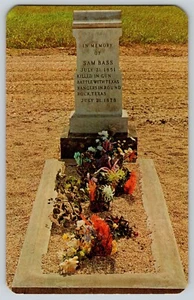 Postcard Sam Bass Monument - Texas Gunfighter Cowboy - Picture 1 of 2