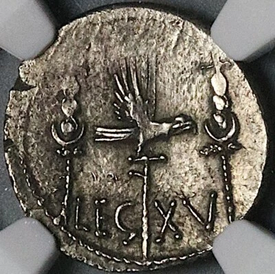 32 BC NGC AU Marc Antony Denarius Legion XV Roman Imperatorial Galley (23060701C - Image 1 of 4