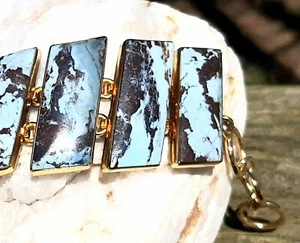 Blauer Ozean Jaspis Edelstein Armband 7 Zoll verstellbar in Alchemie (Null Karat Gold) - Bild 1 von 11