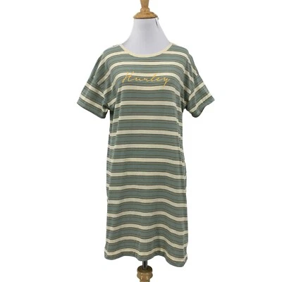 Camisa de vestir Hurley para mujer S pequeña tejida a rayas cuello redondo manga corta logotipo camiseta Foto 1 de 4