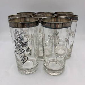 Vintage Georges Briard Damask Flower Midcentury Modern 12 Oz Highball Glasses 8 - Picture 1 of 5