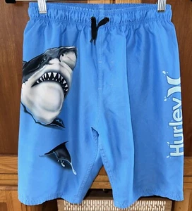 Hurley Shark Theme Board Shorts Boys Size 12 W/Drawstring And Built In Mesh - Picture 1 of 7