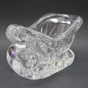 Vintage Fine Lead Crystal Santa Sleigh Christmas Candle Holder or Candy Dish - Picture 1 of 9
