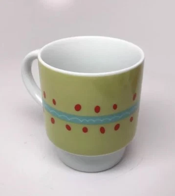 "CARIBOU COFFEE" CERAMIC MUG - Lime Green RETRO MOD DESIGN - Stackable - Image 1 of 4