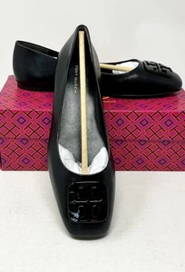 Tory Burch Cuero de becerro Georgia Ballet Perfecto Negro Pisos Talla 7 Nuevo en caja - Imagen 1 de 13