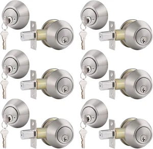 Keyed Alike Double Cylinder Deadbolts Combo Door Locks in Satin Nickel 6Pack - Picture 1 of 7