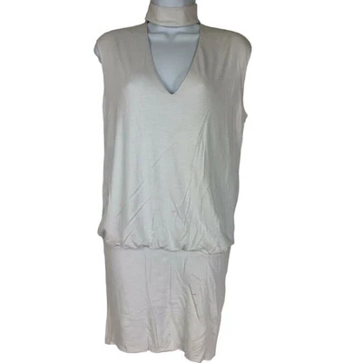 Bailey 44 Dress Women XS Off White Choker Mini V-Neck Sleeveless Minimalist FLAW - Image 1 of 4