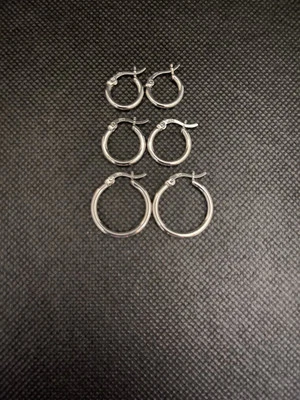 3 Pairs White Gold Plated Sterling Silver .925 Earring Set - Image 1 of 2