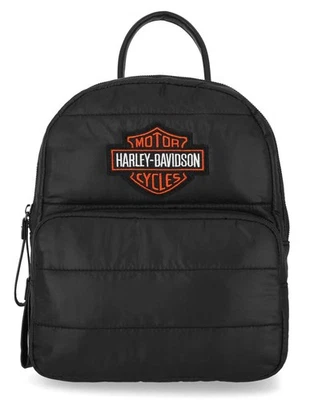 Mochila de nailon hinchada Harley-Davidson para hombre con logotipo de barra y escudo bordado - negra Foto 1 de 4