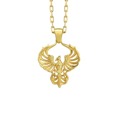 Ciondolo fenice in argento 925k placcato oro collana per regalo... - Immagine 1 di 4