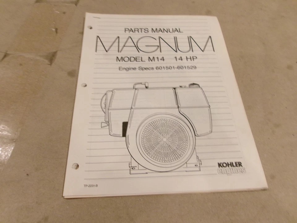 KOHLER MOTORES MAGNUM PEÇAS MANUAL MODELO M14 14HP ESPECIFICAÇÕES DO MOTOR 601501-601529 - Imagem 1 de 1