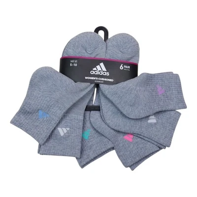 Adidas Womens Cushioned AEROREADY Ankle Socks 6 Pairs Shoe Size 5-10 Drying - Image 1 of 4