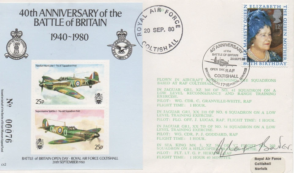 Battle of Britain 40th Anniversary Ltd Edition Raf signed by Douglas Bader.  - Image 1 of 1