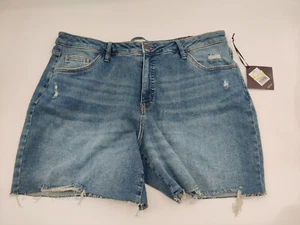 Ava & Viv High Rise Midi Denim Shorts- Women's Plus Size Distressed Size 20W NWT - Picture 1 of 12