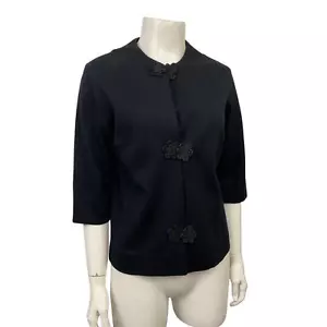 1950s Black Shirt Jacket Crop Button Up Top / Women’s Small  - Picture 1 of 6