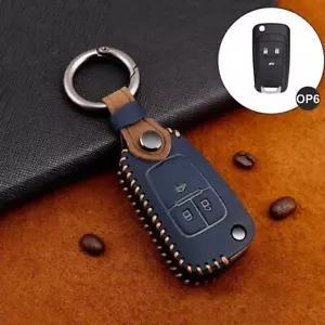 Premium Leder Schlüsselhülle Cover für Opel Astra Insignia Corsa Schlüssel blau - Foto 1 di 4