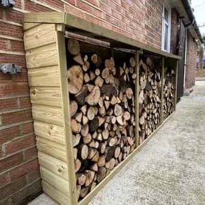 3m Wooden Narrow Log Store - Half Depth - 3m x 1.16m x 30cm - Picture 1 of 3