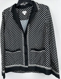 Marie Marot X J.Crew drapey black white polka dot twill button up shirt sz Small - Picture 1 of 6