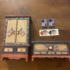 Lot of 2 Ross Berrie Ode to America Dollhouse Furniture Blanket Chest Hutch Flag