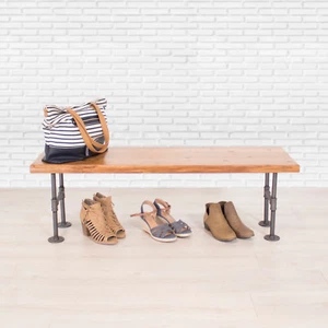 Pipe and Cedar Wood Mudroom and Entryway Storage Bench, Solid Cedar Wood Bench - Picture 1 of 9