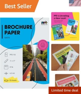 High-Quality Double-Sided Matte Photo Paper 11x17 for Vibrant Prints - 50 Sheets - Picture 1 of 10