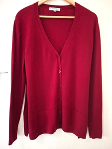 CRESWICK long sleeve dark red V neck fine merino wool cardigan. Size L - Picture 1 of 12