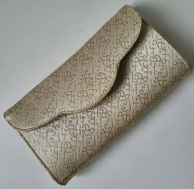 La Marquis Clutch Purse Evening Ivory & Silver with Mirror Vintage Foto 1 de 4