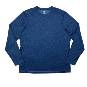 REI Shirt Mens XL Navy Fleece Lined Wicking Midweight Long Sleeve Base Layer Top - Picture 1 of 10