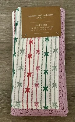 Set 8 tovaglioli bordo uncinetto 2024 cupcakes e cotone cashmere perline e fiocco - Immagine 1 di 4