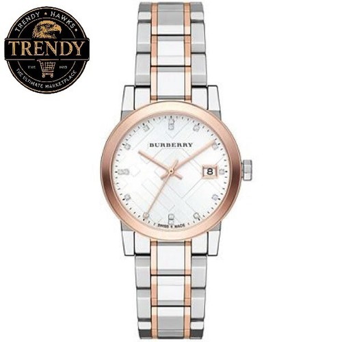 Orologio Burberry BU9214 donna bicolore quadrante grigio diamanti cristalli Heritage