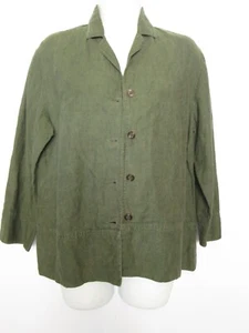Emma James~Liz Claiborne~Womens 100% Linen  Jacket~Sz 8~Khaki Green~ 3/4 Sleeve - Picture 1 of 10