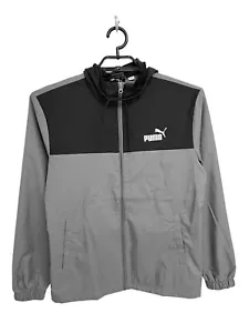 PUMA Men's Long Sleeve Gray And Black Full Zip Hooded Lightweight Jacket Size S - Picture 1 of 12