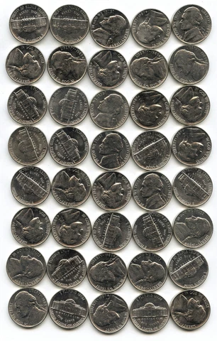 1989-D Jefferson Nickels 40-Coin Roll BU Brilliant Uncirculated Denver Mint C750 Cover