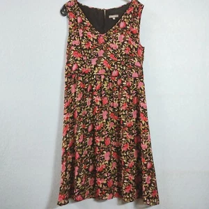 Katies Womens Size 14 Red Floral Sleeveless V Neck Sheath Dress Lined Summer - Picture 1 of 10