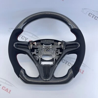 Volante de fibra de carbono personalizado para Honda Civic 8ª generación FD 2006-11/Alcantara Foto 1 de 4