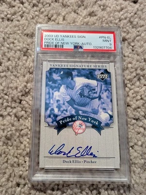 Dock Ellis 2003 Upper Deck Yankees Pride Of New York Auto PN-EL PSA 9 Mint - Image 1 of 2
