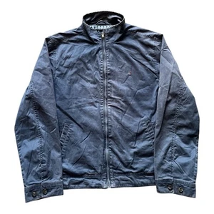 Giacca Tommy Hilfiger Harrington uomo taglia XL blu full zip logo ricamato - Foto 1 di 14