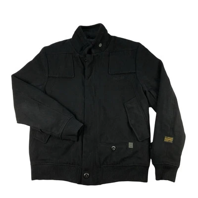G Star Raw Artner Bomber Mens XL Black Wool Full Zip Jacket - Image 1 of 4