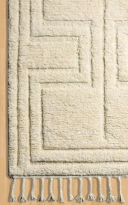Luxury Hand-Woven Ivory Wool Area Rug 8x10 Greek Key Meander Geometric Pattern - Picture 1 of 6