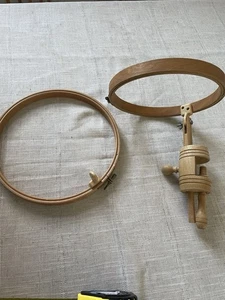 Vintage Style Table Barrel Clamp for Embroidery & Tapestry with Two Hoops - Picture 1 of 16